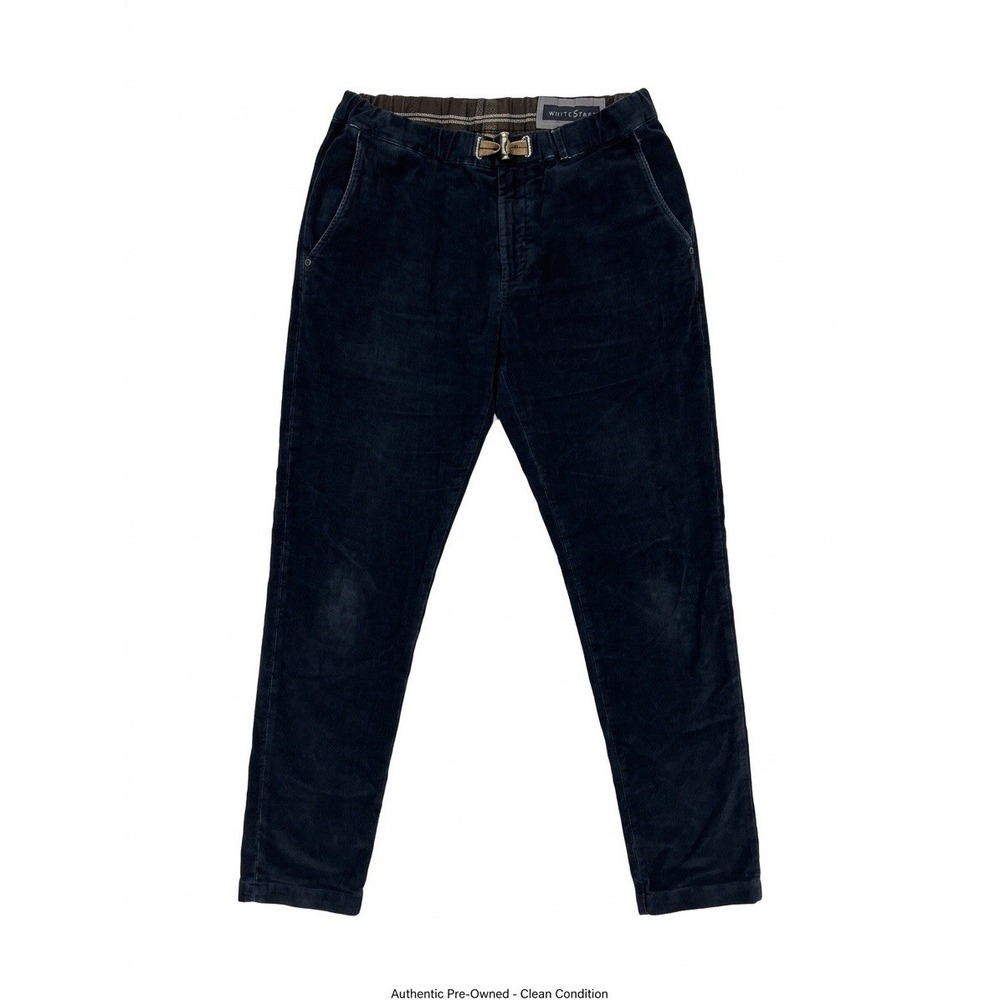 White Sand Pants Mens Black Sz46(Fits30x30)Alternating Wales‎ Self Belt Trousers